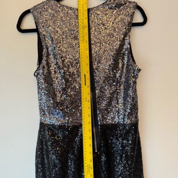 Nicole Miller Elegant Silver Black Sequin Dress Evening Occasion Date 0012 - Picture 8 of 15